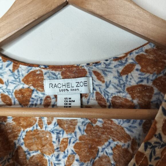 Rachel Zoe Linen Knit Top Floral Button Up - Picture 6 of 9